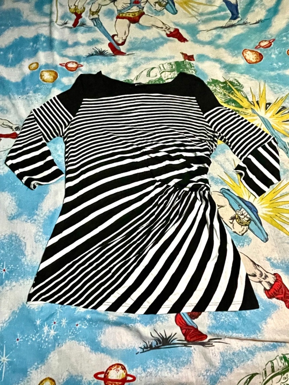 41 Hawthorn Black and White Striped Knot-Side Tunic XL